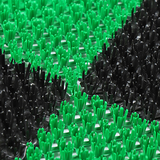 Коврик грязезащитный, 41х54 см, прямоугольный, пластик, черно-зеленый, Травка, Darel, 50212