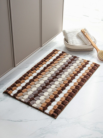 Коврик для ванной, антискользящий, 0.5х0.8 м, микрофибра, Y4-9956, полосатый, с белыми полосками