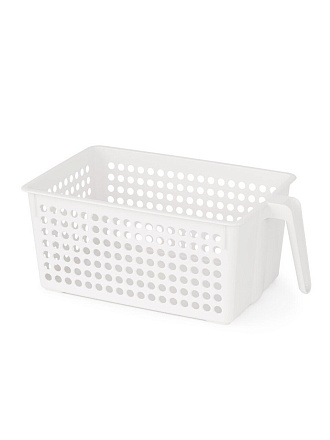 Корзина для хранения, 27х17х12 см, пластик, белая, с ручкой, Альтернатива, М8973