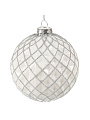 Елочный шар Серебристая сетка, белый, 10 см, стекло, XF24-SC011