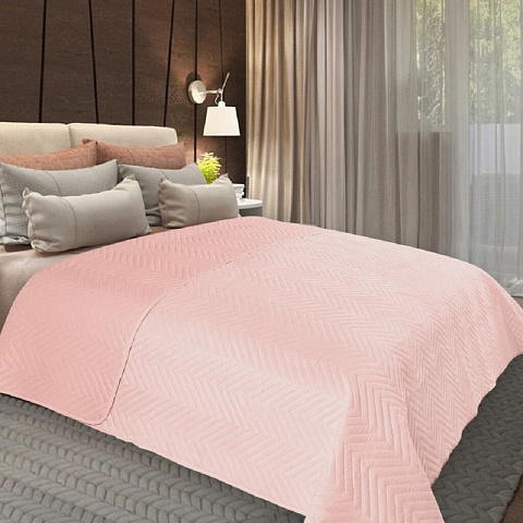 Покрывало 2-спальное, 220х200 см, флок, стеганое, Amore Mio, Sharp, розовое, 3940