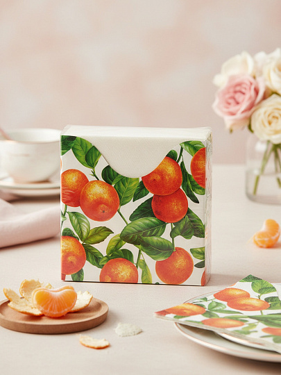 Салфетки Pero, Deluxe Мандарины, 25 шт, 2 слоя, 33х33 см, 2630