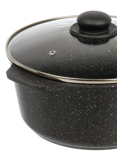 Кастрюля алюминий, антипригарное покрытие, 4 л, крышка стекло, круглая, Гурман, Fit