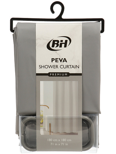 Штора для ванн 180х180 см, PEVA, Бирюзовый матовый, с кольцами, Y4-11177