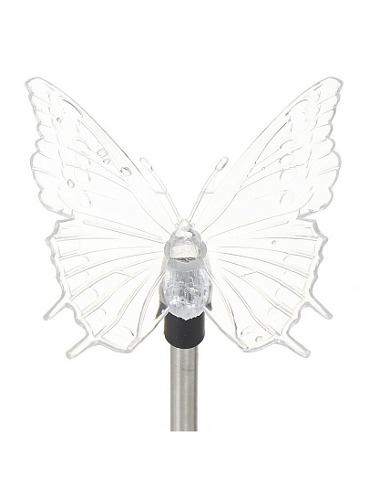 Фонарь садовый на солнечной батарее, грунтовый, пластик, 13.5х49 см, 4 насадки(колибри,стрекоза,бабочка,цветок)