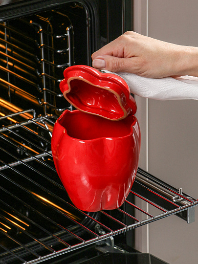 Горшок для жаркого керамика, 0.65 л, красный, Борисовская керамика, Перец, КРС00029086