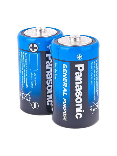 Батарейка Panasonic, C (R14), General Purpose, солевая, 1.5 В, спайка, 2 шт