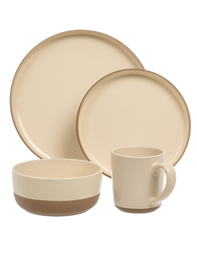 Сервиз столовый керамика, 16 предметов, на 4 персоны, Jewel, Латте, ПС0007-53