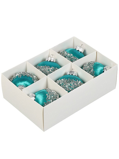 Елочный шар 6 шт, зеленый, 8 см, пластик, SYQB- 0124353