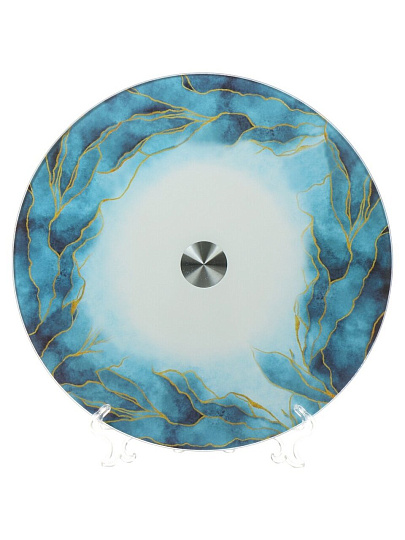 Блюдо стекло, для сервировки, круглое, 30 см, вращающееся, Navy Leaves, Daniks