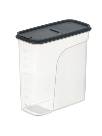 Контейнер пластик, 2.4 л, 20х10х20 см, серый, прямоугольный, для сыпучих продуктов, с крышкой, Violet, 462418