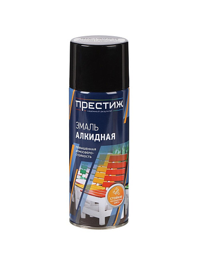 Эмаль аэрозольная, Престиж, универсальная, алкидная, глянцевая, черная, 425 мл