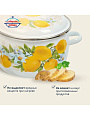 Кастрюля эмалированная сталь, 4 л, крышка сталь, сферический, Сибирские товары, Лимоны, 3MC201P, индукция - фото 4