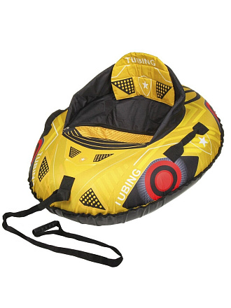 Санки-ватрушка Граффити на черном, 70 см, 80 кг, с буксировочным тросом, с ручками, N010113