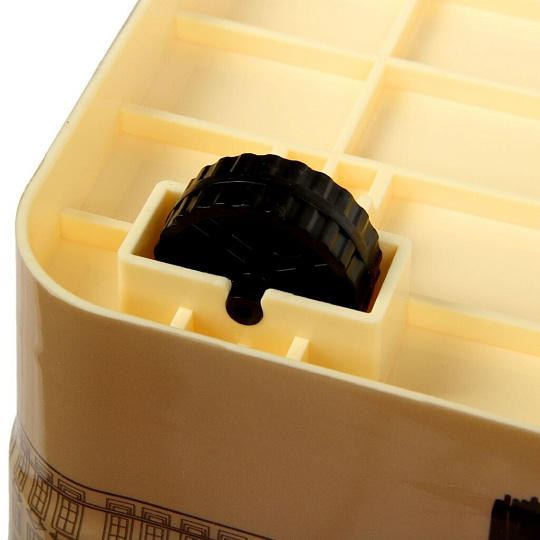 Контейнер хозяйственный 35 л, с крышкой, слоновая кость, Росспласт, №6 Уличное кафе, РП-117