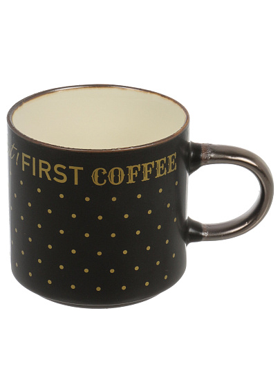 Кружка фарфор, 390 мл, But First Coffee, Lefard, 260-971, черная