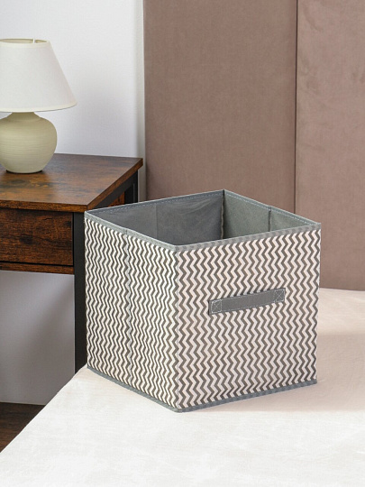 Кофр д/хранен, 28*28*28, складн, сер волна, A190060