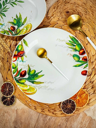 Тарелка обеденная, керамика, 23 см, круглая, Олива, Daniks