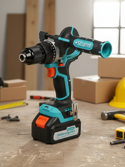 Дрель аккумуляторная, Sturm, CD2080, бесщеточная, 18 В, 1BatterySystem, 4в1, дополнительная рукоятка, кейс