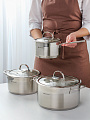 Набор посуды нержавеющая сталь, 6 предметов, кастрюли 3.4, 5.8 л,ковш 1.8 л, индукция, Daniks, Бонн, GS-01319-6PC - фото 8