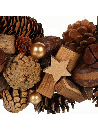 Венок рождественский 35 см, с шишками, золото, SYSGZSB-4623070