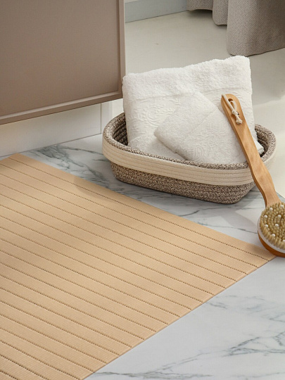 Коврик для ванной, антискользящий, 0.65х15 м, вспененный ПВХ, светло-бежевый, Вилина, Виктория, LB