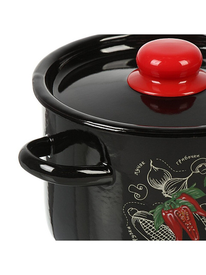 Кастрюля эмалированная сталь, 2.9 л, крышка сталь, цилиндрическая, СтальЭмаль, Помидорки, 1с16с/1, индукция