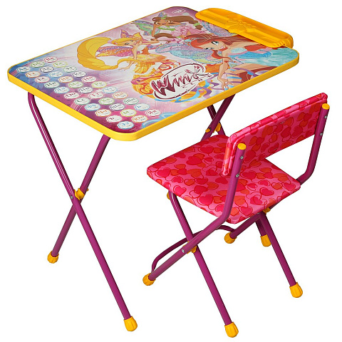 Мебель детская Nika, стол+пенал+стул мягкий, моющаяся, Винкс2 Азбука, металл, пластик, 1465