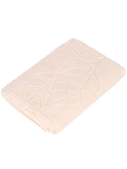 Полотенце банное 70х140 см, 100% хлопок, 450 г/м2, жаккард, Листья 5561, Авангард, миндальный крем, 291, Россия, С81-ЮА