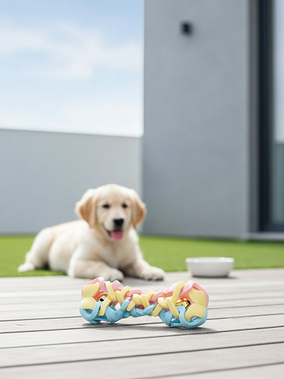 Игрушка для животных косточка цветная, резина, хлопок, 4.7х6 см, Y4-11374