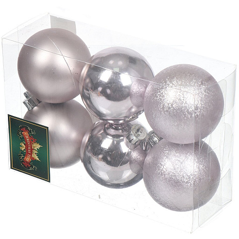 Елочный шар 6 шт, серебро, 6 см, пластик, 71067