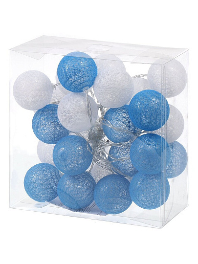 Гирлянда 25 ламп, 5 м, 1 режим, Шары, холодный белый свет, белая, в помещении, на батарейках, LED, Y4-7527