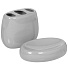 Набор для ванной 4 предмета, серый, керамика, стакан, подставка для зубных щеток, дозатор, мыльница, Y331 - фото 3