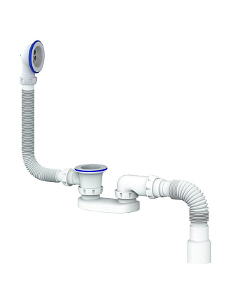 Сифон для ванны, 40х40/50, полипропилен, с переливом, Unicorn, S12Р