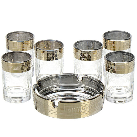Набор для спиртного 7 предметов, стекло, 6 стопок + пепельница, Glasstar, GN1_22(6)_1015_5