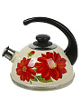 Чайник сталь, эмалированное покрытие, 2.5 л, со свистком, ручка консольная, Рубин, Лера, слоновая кость, T04/25/04/09