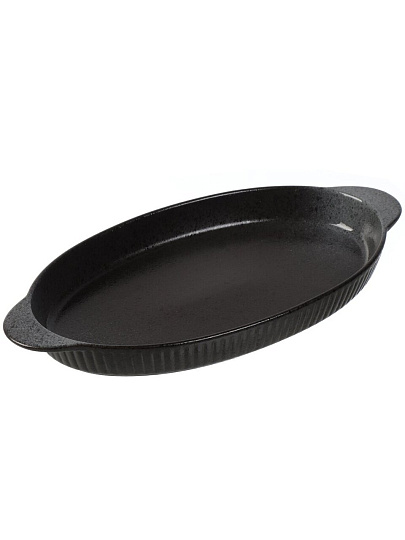 Форма для выпечки керамика, 36х18.5х3.5 см, 1 л, овальная, темная, Daniks, Гранит, Y4-8725