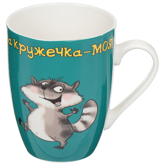 Кружка фарфор, 340 мл, Енот пожелания MIX, КерамСтрой, T455/Rc, в ассортименте