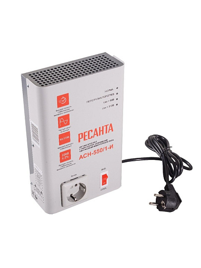 Стабилизатор напряжения Ресанта, АСН-550/1-И, 0.4 кВт, 90-310 В, 63/6/75