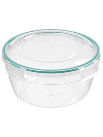 Контейнер пищевой пластик, 2.3 л, 20.6х20.6х11 см, прозрачный, круглый, герметичный, Homver, 221161618/02