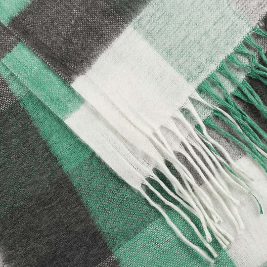 Плед 1.5-спальный, 140х200 см, 20% хлопок, 40% полиэстер, 40% пан, Vladi, Пикник, белый, зеленый, серый, рап.8