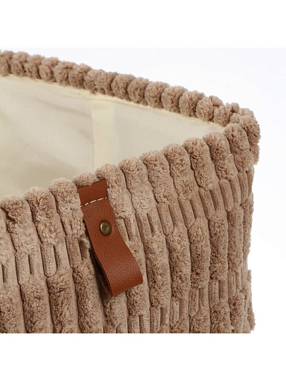 Корзина для хранения, 30х30х30 см, прямоугольная, фланель, коричневая, A190009