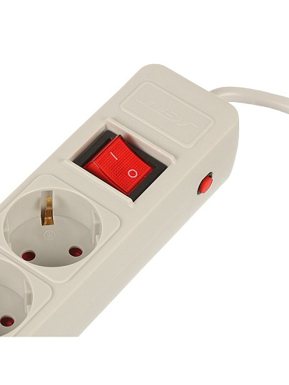 Сетевой фильтр 5 гнезд, 3 м, ПВС, 3х1 мм², с заземлением, 16 А, +2USB +TYPE C 2.0, 3.5 кВт, серый, Jett, 171-603