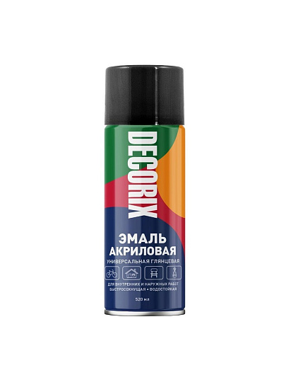 Эмаль аэрозольная, Decorix, универсальная, акриловая, глянцевая, белая, A21, 520 мл
