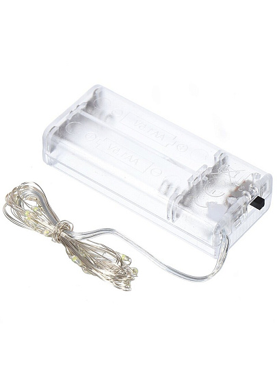 Гирлянда 20 ламп, 2 м, 1 режим, холодный белый свет, серебристая, в помещении, на батарейках, LED, Y4-7522