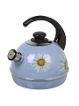 Чайник сталь, эмалированное покрытие, 3.5 л, со свистком, ручка консольная, Рубин, Ромашки, синий туман, T04/35/08/14 - фото 2