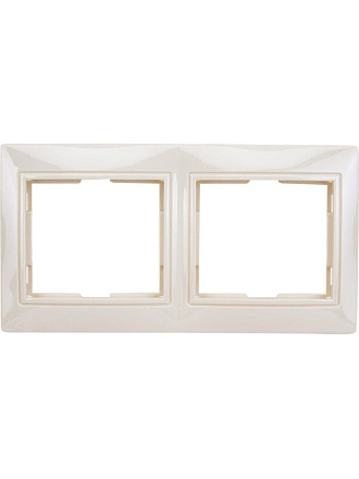 Рамка двухпостовая, пластик, слоновая кость, горизонтальная, UNIVersal, Севиль, Б-С0044