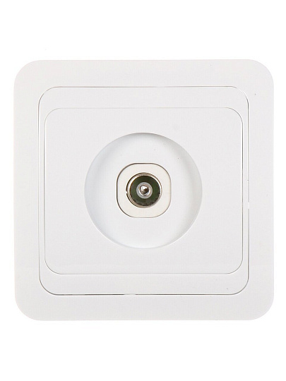 Розетка телевизионная скрытой установки, 1 гнездо, без заземления, ABS пластик, IP20, белая, тупиковая, UNIVersal, Валери, В00