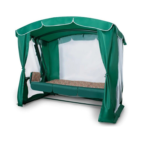 Качели садовые 3-местные, 231х125х195 см, 300 кг, Arno, Оазис Люкс, раскладываются в кровать, с москитной сеткой, зеленые, 2016-КД-40/Л, металл