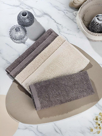 Набор полотенец кухонных 3 шт, 30х50 см, махровый, 100% хлопок, 400 г/м2, Silvano, Pollen, пудрово-бежевый, Узбекистан